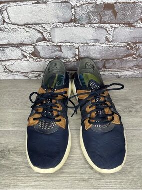 OluKai Manele Navy Blue Fabric Synthetic Lace Golf Shoes Men Sz 11.5M US/44.5EU